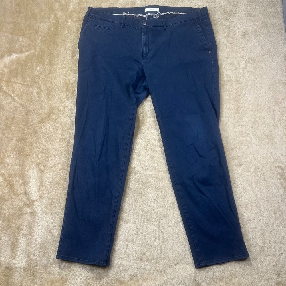 Brax Style Fabio In Mens Navy Blue‎ Cotton Lyocell Chino Pants Preppy Casual